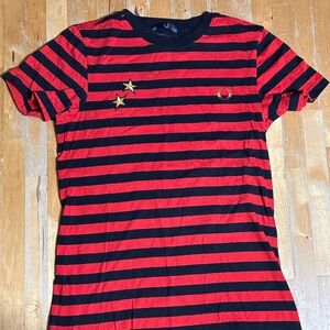 Fred Perry X Bella Freud Red and Black Striped T-Shirt